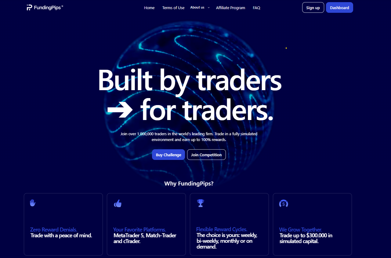FundingPips main website homepage